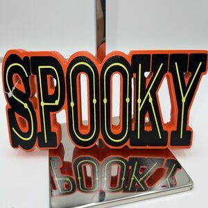 Wooden “Spooky” Block Design Neon Shelf Sign